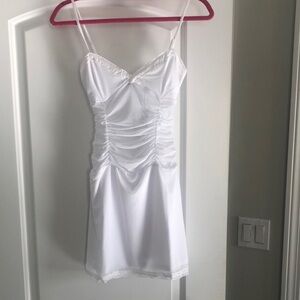 White Fox Boutique White Satin Chemise with Sweetheart Neckline